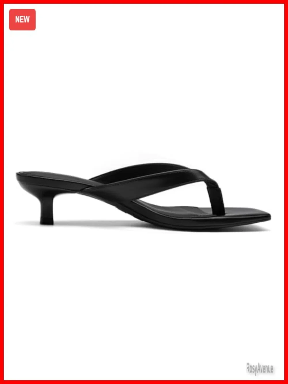 Kitten Heels Flip Flops Square Toe Low Heels Slip On Comfortable Thong Heeled